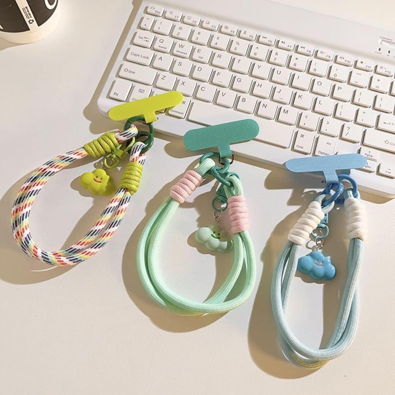 Dopamine Vibes Universal Wrist Strap - Korean-Style Short Phone Lanyard with Cute Green Durain Charm, 7mm Rope, Trendy Anti-Theft Tether for Girls, Includes Pendant & Nylon Phone Tab - Image 4