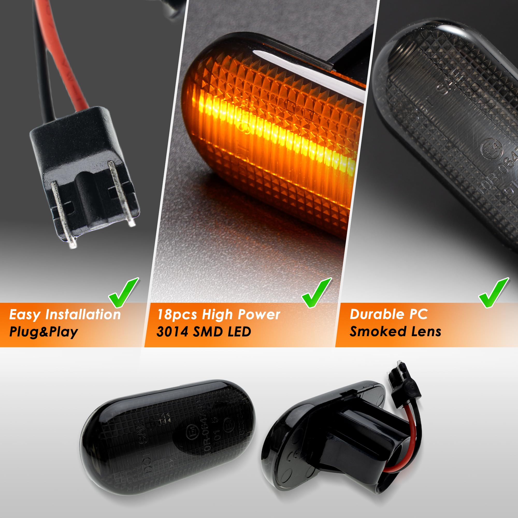 Led indicateur de position latérale pour Dacia Logan Duster Re.nault Megane Twingo 1 2 3 Op.el Clio Led clignotants