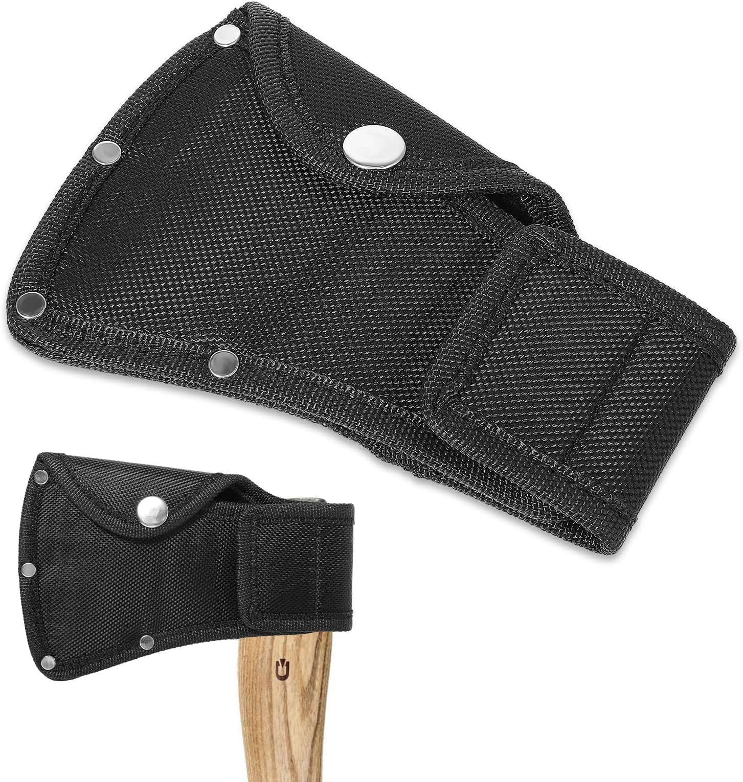 Axe Head Sheath Cover, Hatchet Cover for 1-1/4lb Axe, Black Ax Head Sheath Double Snap Hatchet Blade Protector for Outdoor Hiking Outdoor Work