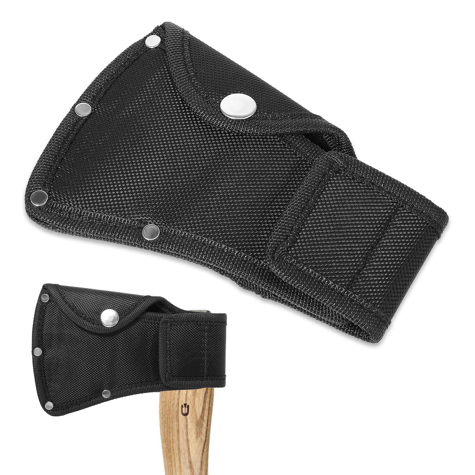 Axe Head Sheath Cover, Hatchet Cover for 1-1/4lb Axe, Black Ax Head Sheath Double Snap Hatchet Blade Protector for Outdoor Hiking Outdoor Work