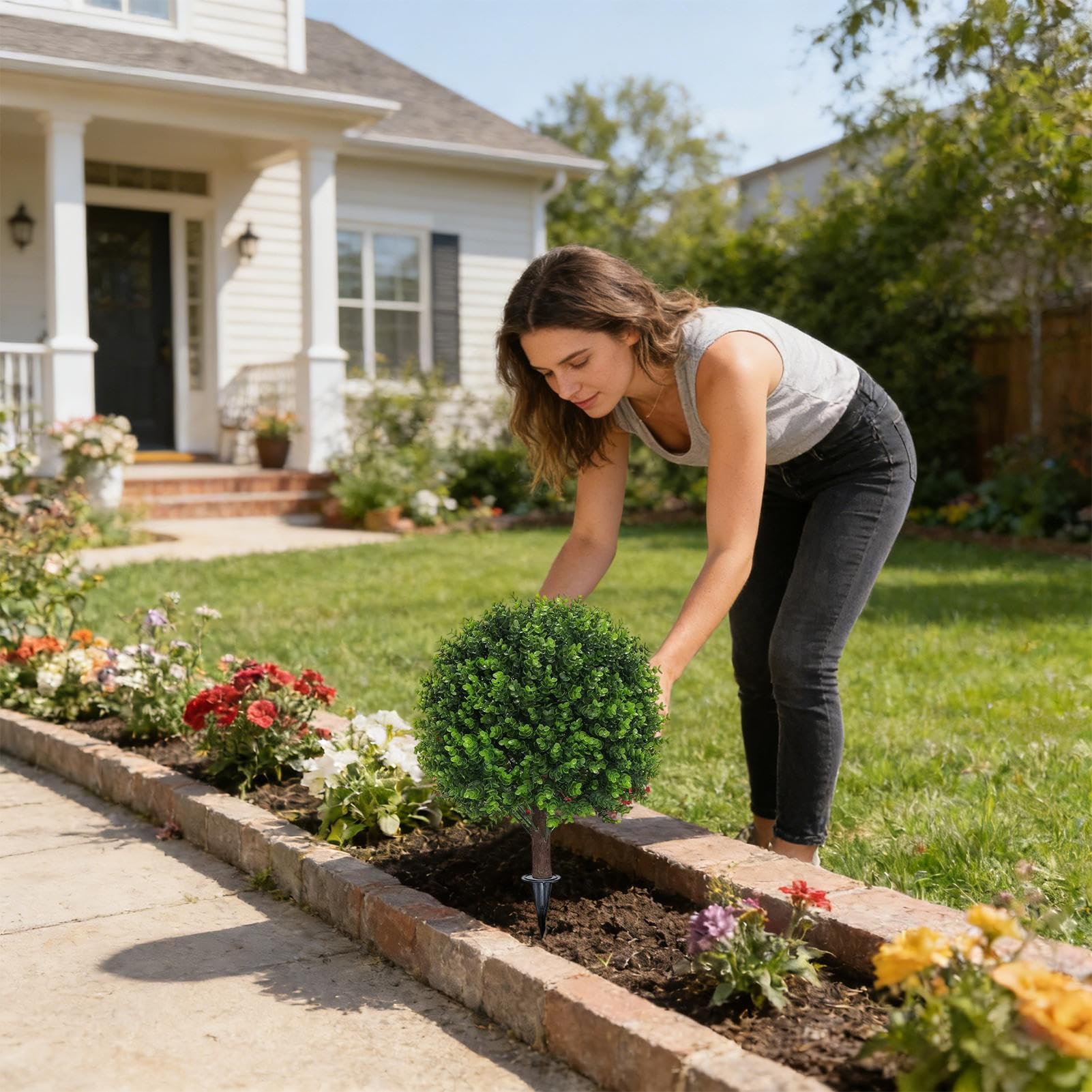 Faux Arbustes Buisson Résistant aux Intempéries de 58 cm