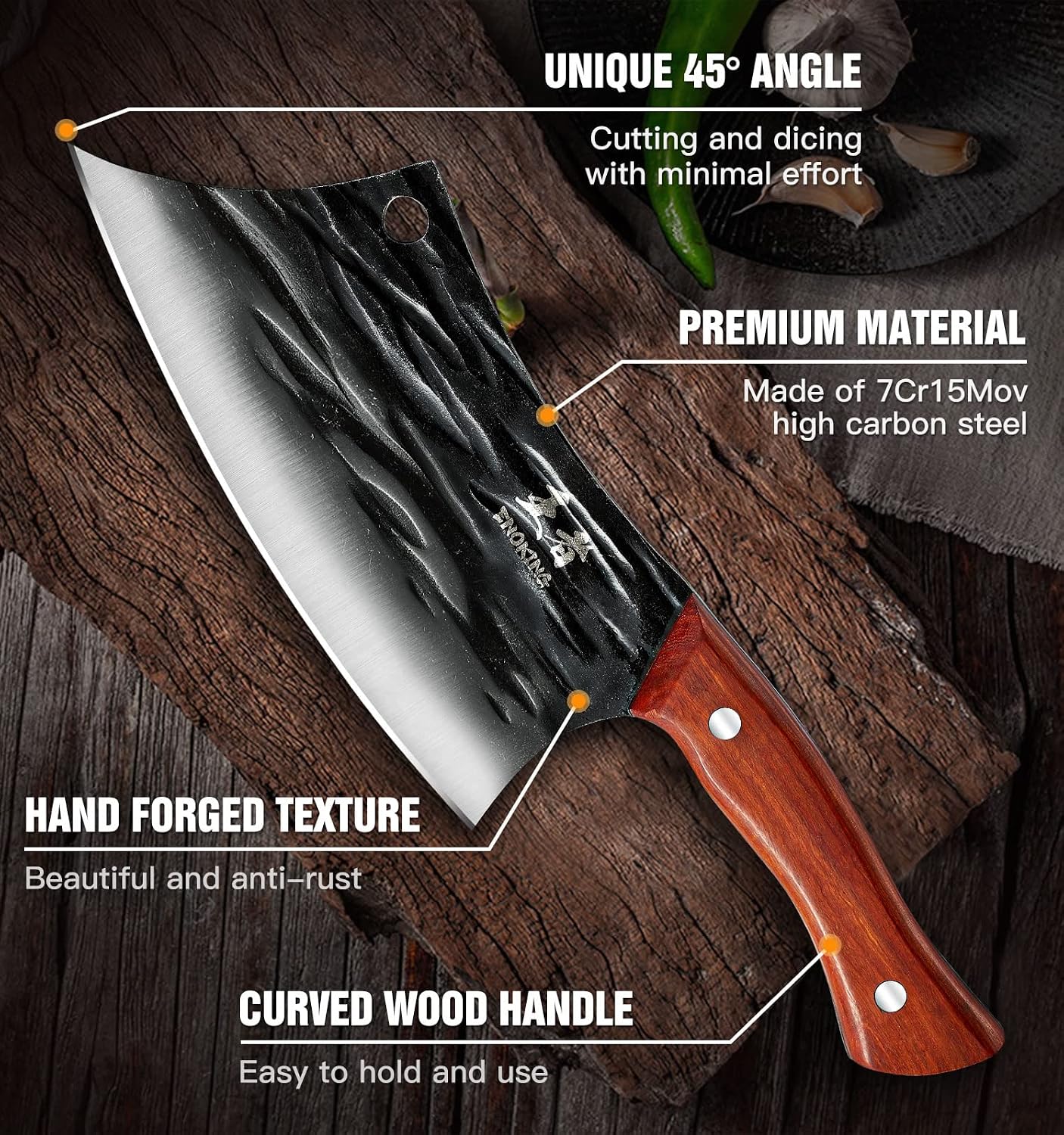 ENOKING Cleaver Chef Knife Set 2, Meat Cleaver 7.1'' + 6.3'' Butcher Knife, Forged Serbian Chef Knife for Meat Cutting with Full Tang and Gift Box Kitchen & Outdoor