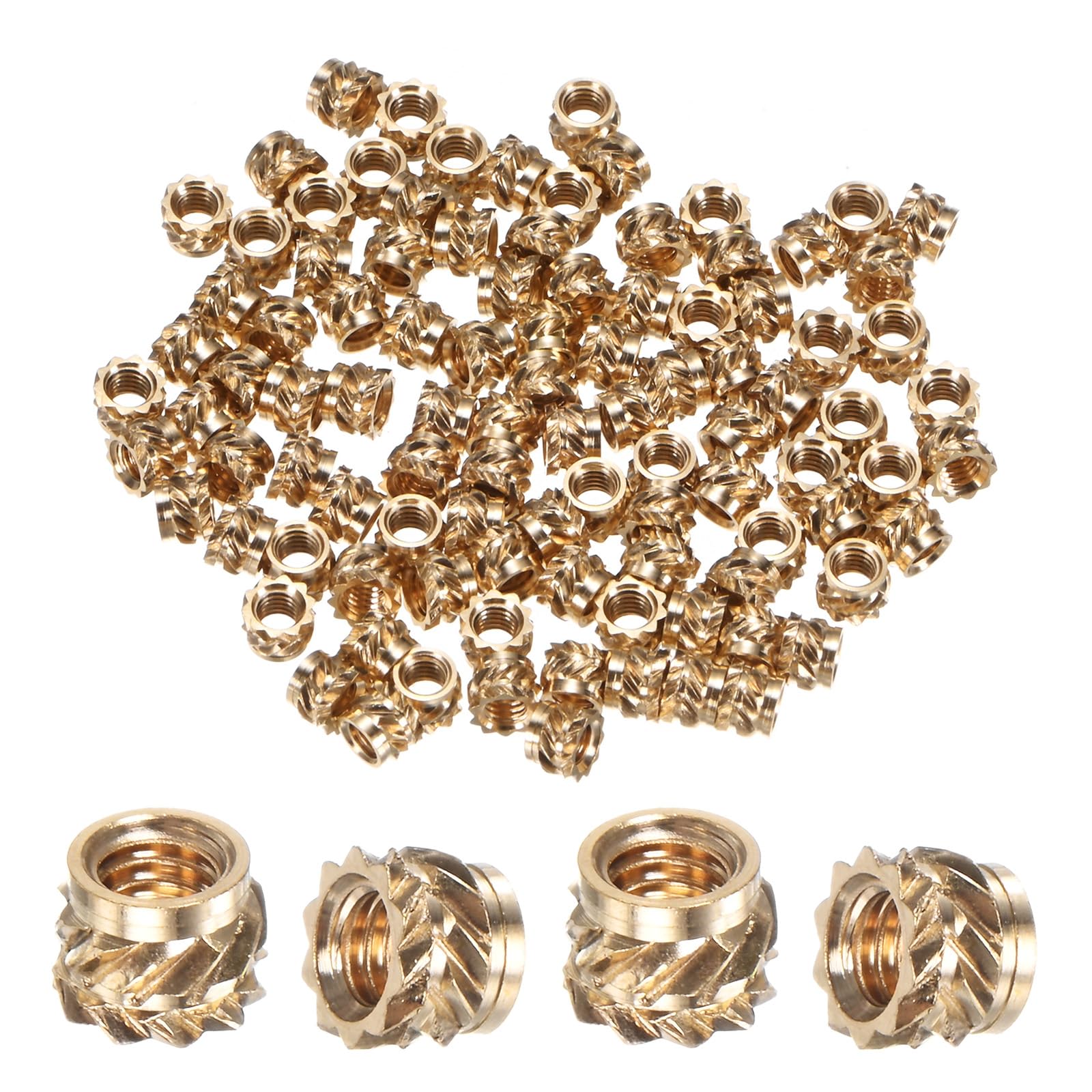 M METERXITY 100-Pack Threaded Inserts, M2.5 x 3mm L x 4mm OD Brass Heat Set Insert Nuts