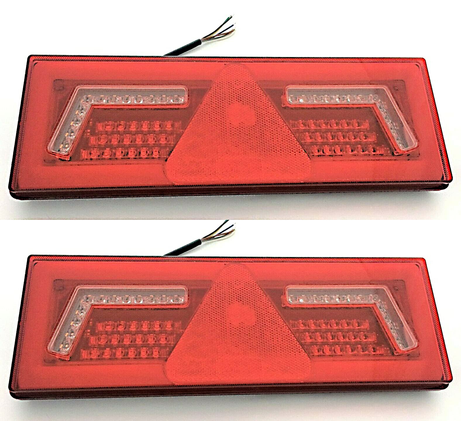 LED Rückleuchten Set 12V 24V mit Neon-Effekt 96/106 LED – 2x Rücklicht für LKW Schlepper Traktor Bagger – E9, Kombileuchte mit Rückfahrlicht & Nebelschluss (96 LED - Neon-Effekt-Licht)