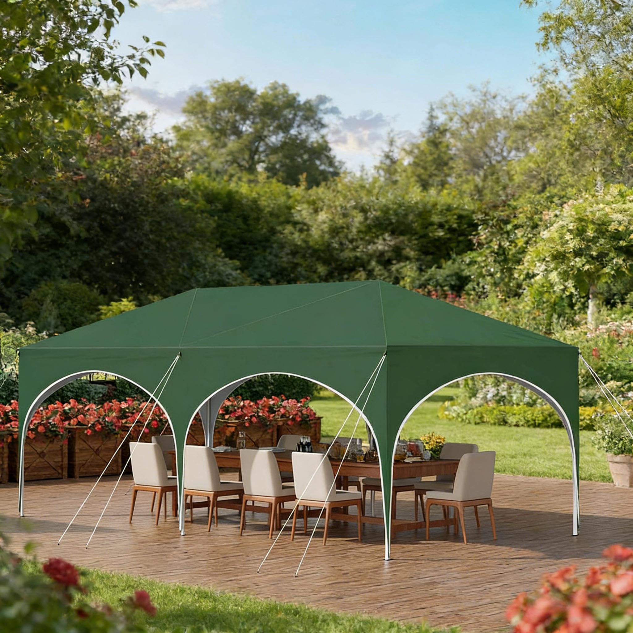 Pavillon 3x6m, wasserdichtes Partyzelt mit UV-Schutz 50+, höhenverstellbar, grün Faltpavillon mit 6 Seitenwänden, klappbar, Oxford-Stoff, Tragetasche – Gartenpavillon für Events, Hochzeit, Camping