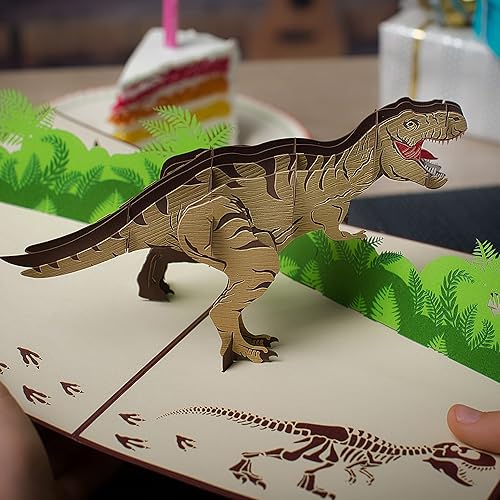 Miniatura 4 de Devine - Tarjeta de cumpleaños de dinosaurio T Rex  Tarjetas 3D Pop Up Tarjetas de cumpleaños para niños, papá y esposo, tarjetas de felicitación