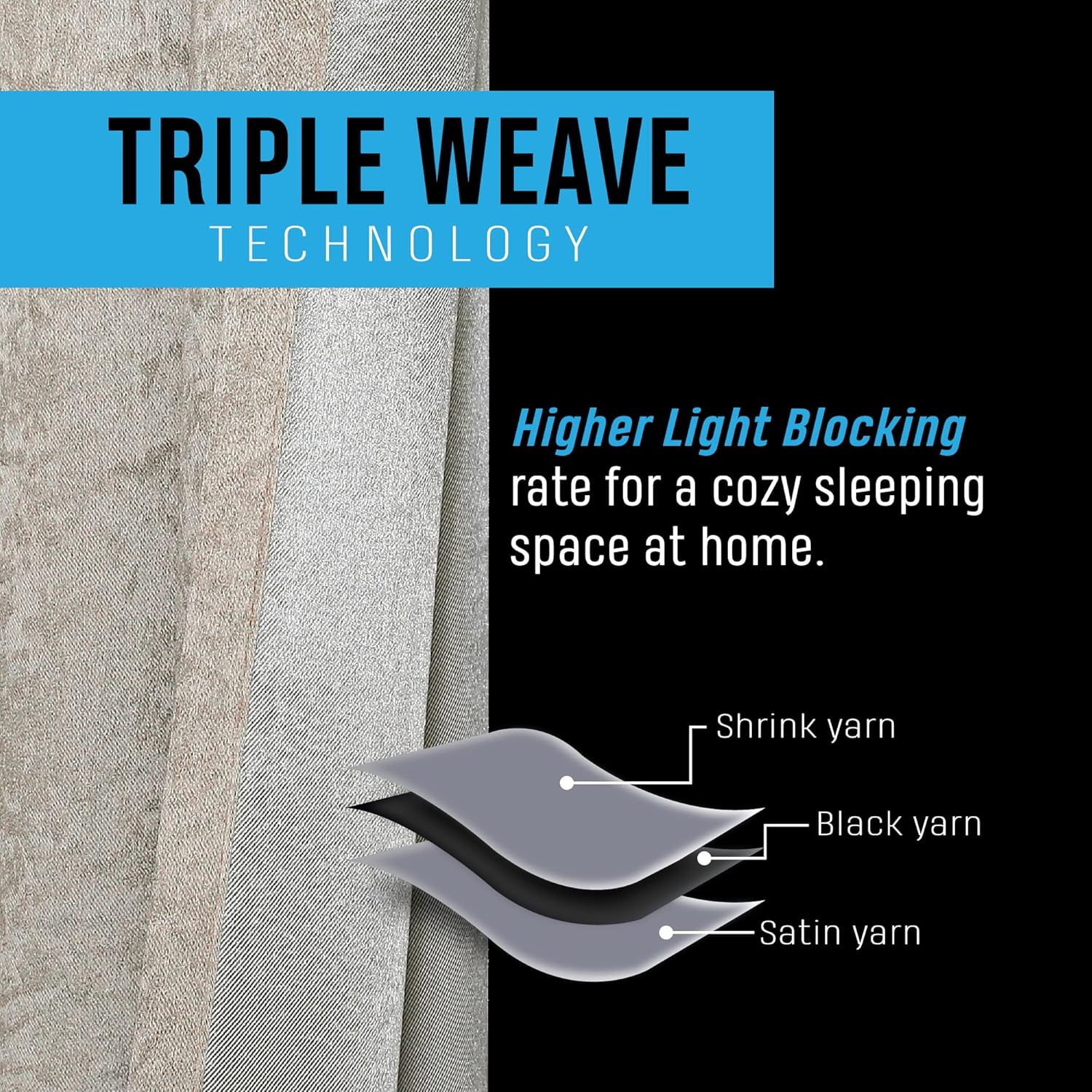 Regal Home Collections Room Darkening Curtains 2-Panel Set - Noise Reducing, Energy Saving Room Darkening Window Curtains & Drapes for Bedroom, Living Room (52in W x 63in L - 2 Panels, Beige)