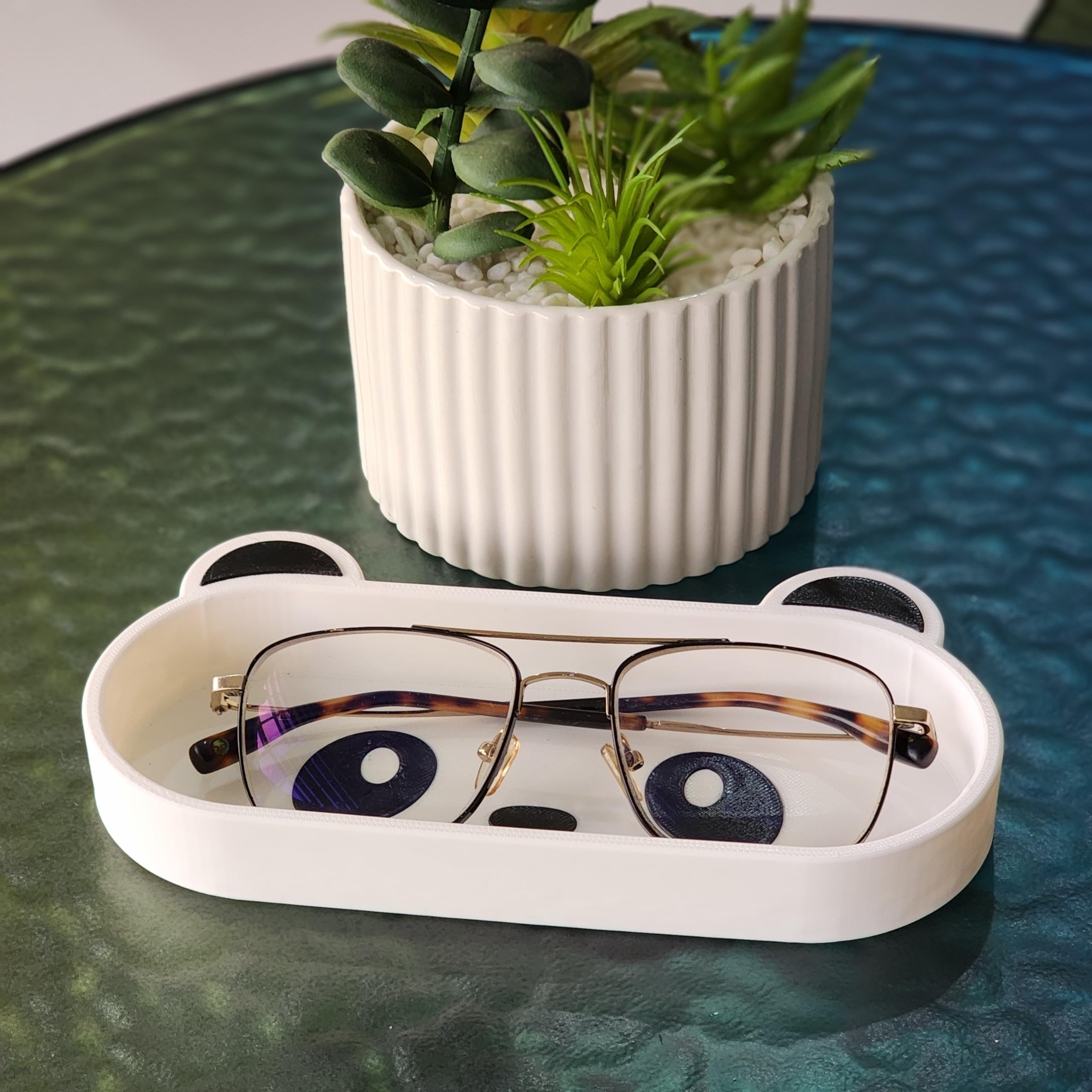 CUBIX3D Panda Glass Holder Stand | Cute Eyeglass & Sunglass Storage Tray | Desk Organizer for Stationery, Keys & Jewelry | Multipurpose Decorative Holder 17 x 8.5 cm 3