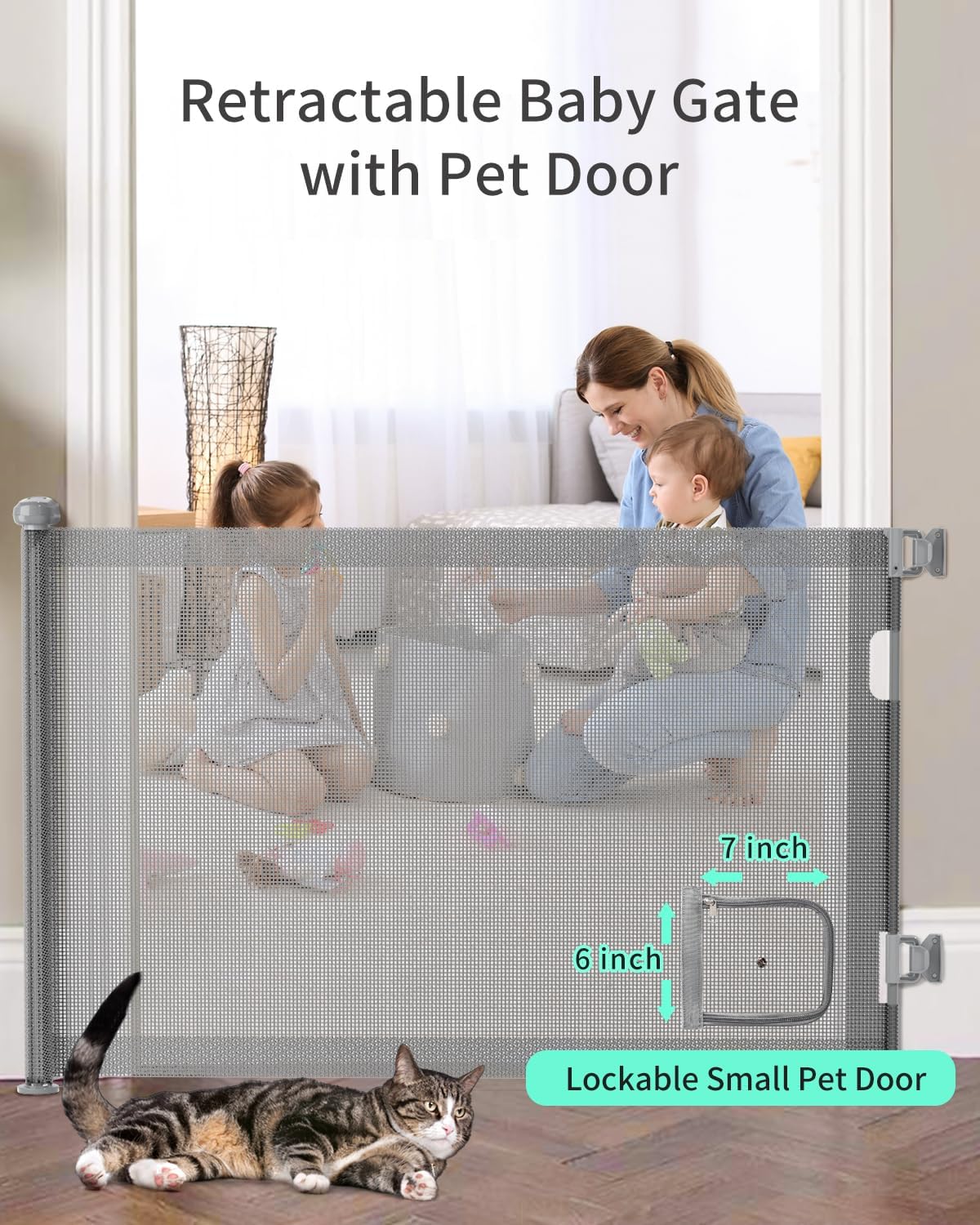 Retractable Baby Gate s, Pet Gate With Cat Door 33