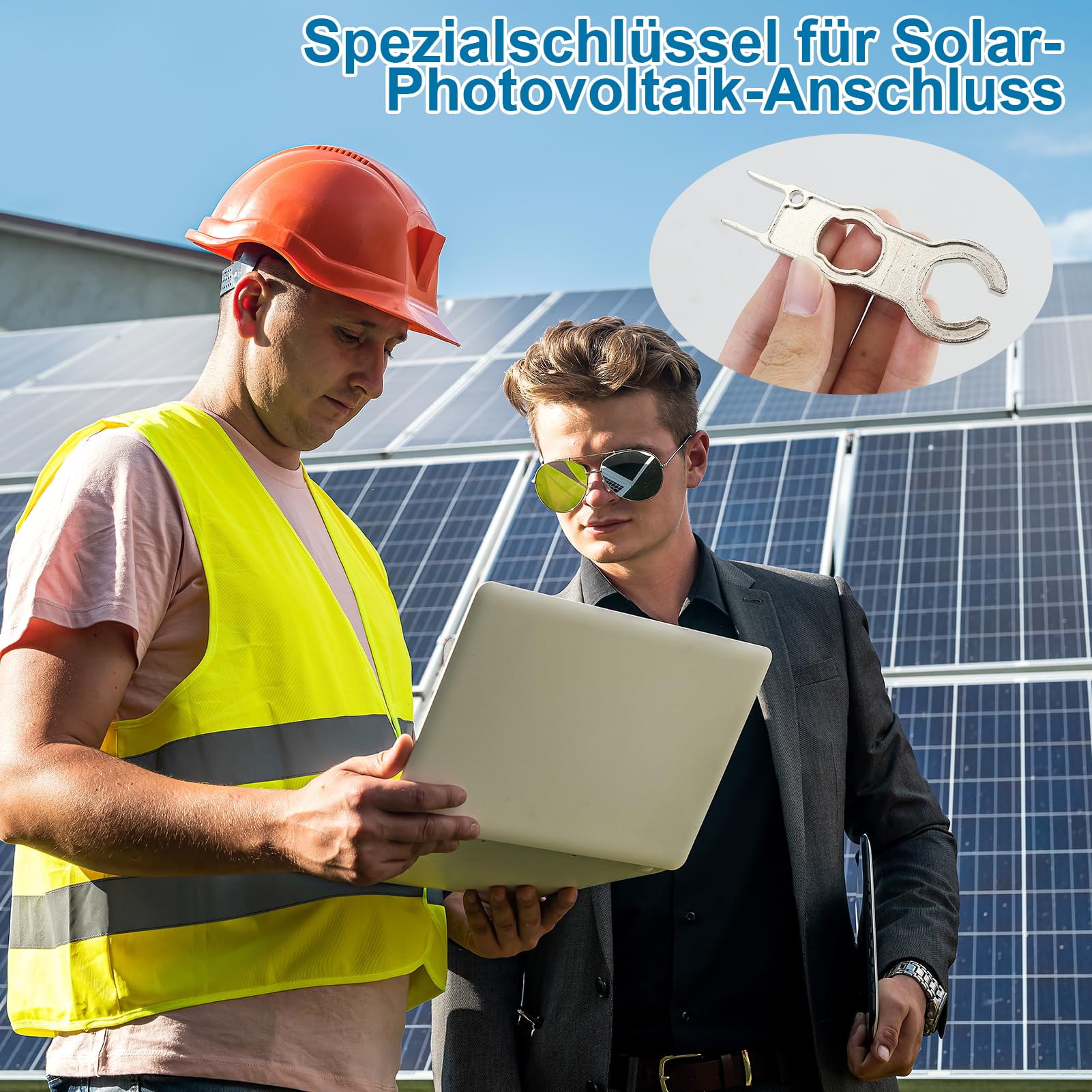2 pezzi Chiave per Connettori Pannello Solare, in alluminio, per connettori MC4, chiavi inglesi,con portachiavi in metallo