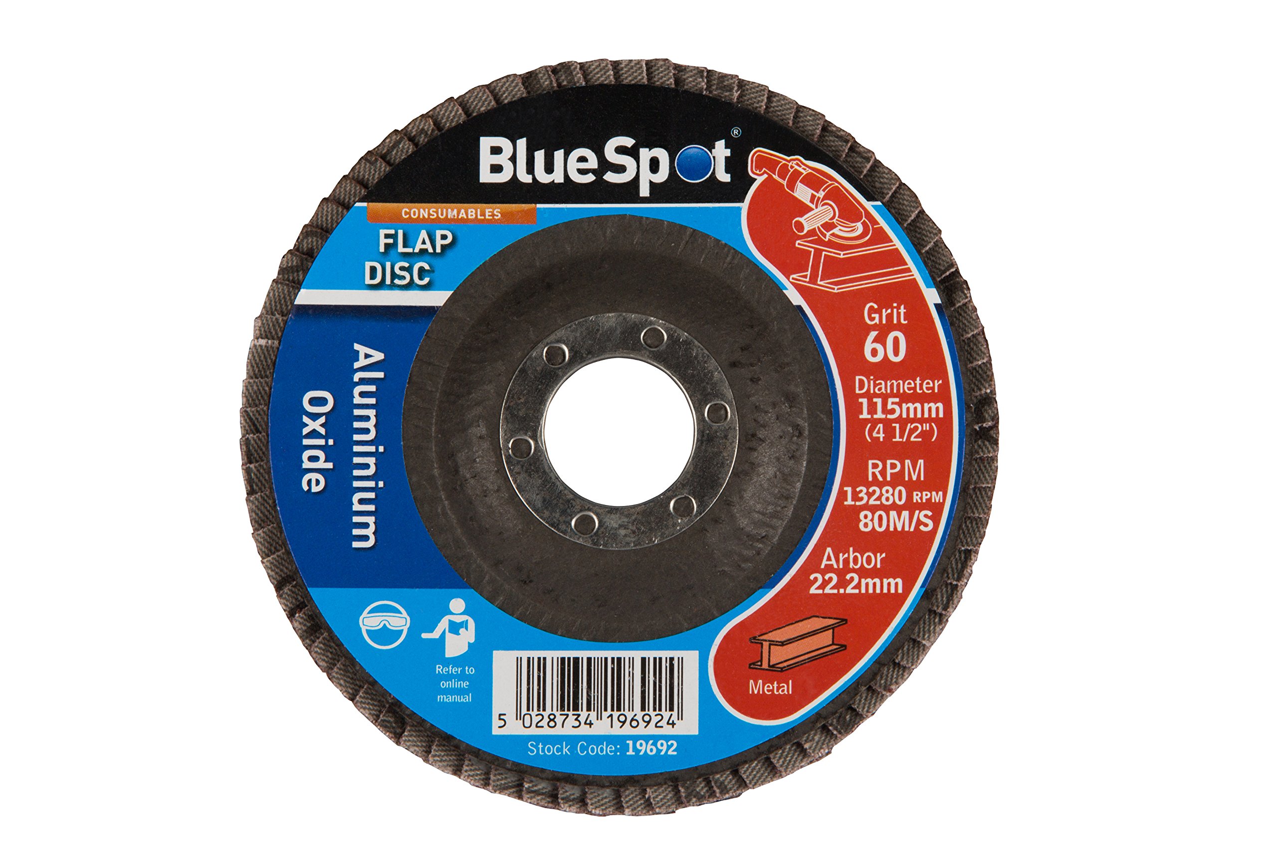 Sanding Flap Disc 115mm 60 Grit by BlueSpot - 19692