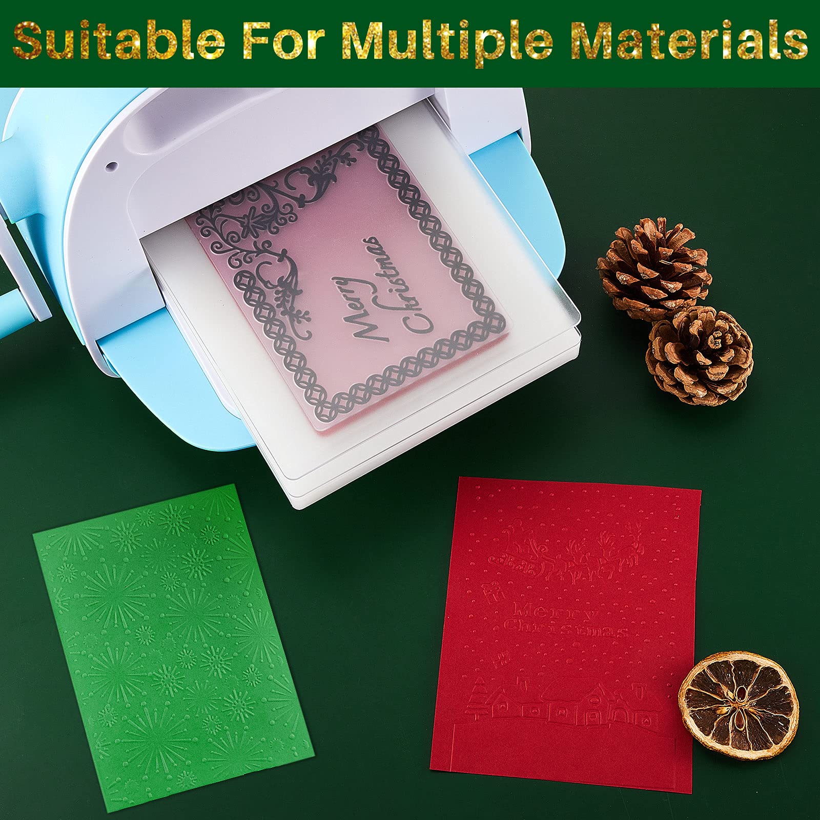 KWELLAM Stencil Per Carte Natalizie Con Slitta E Fiocchi Di Neve - Plastica Trasparente Per Scrapbooking - Foto 2