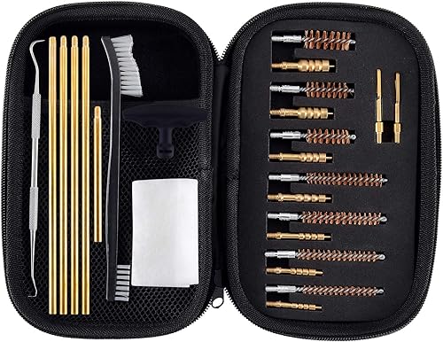 Kit de limpieza de rifle de pistola .22, .30, .243, .280, .40, .45, .357/0.354 in/.38 cepillos de calibre múltiple Jags de latón Boosteady