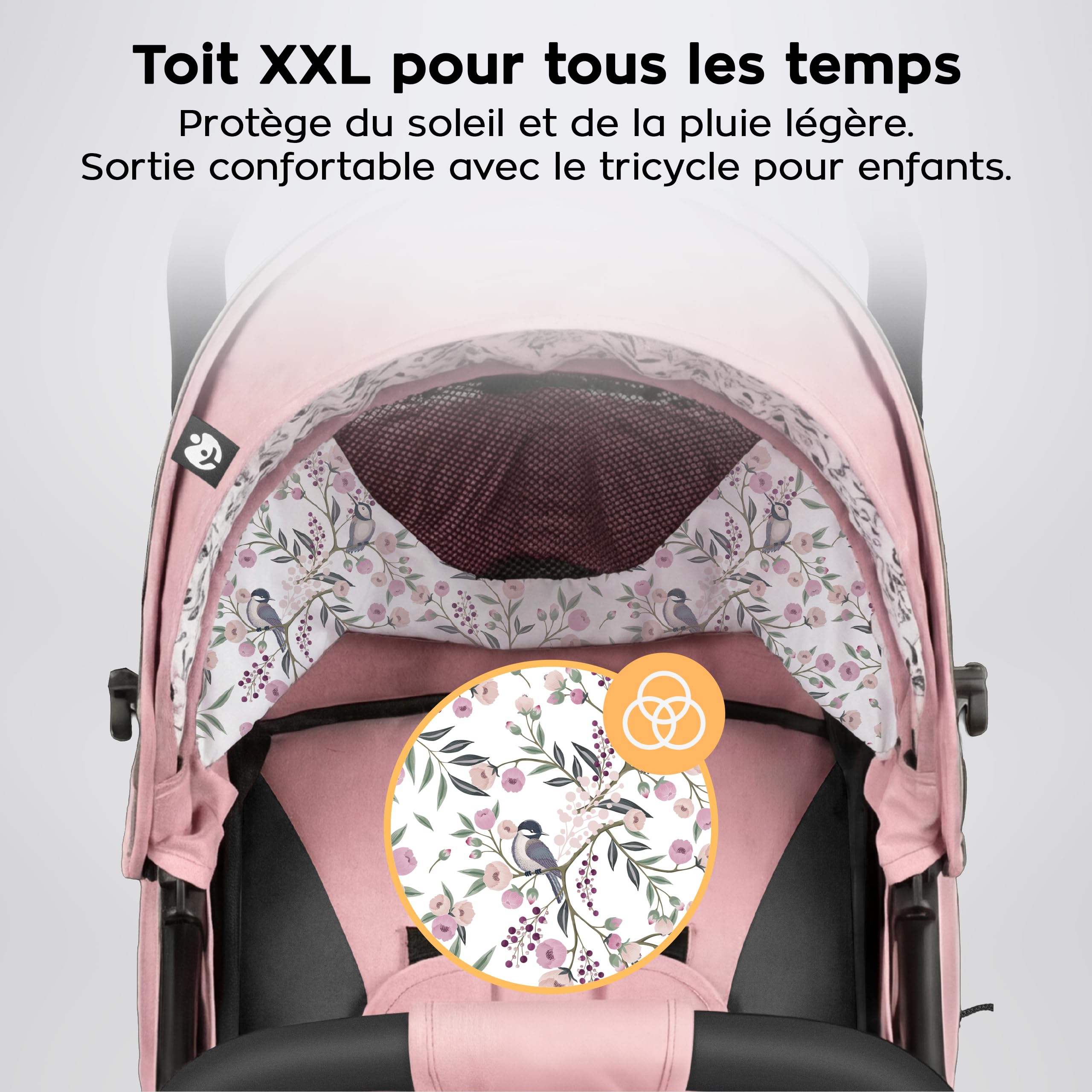 TULANO Davos 35 Poussette Canne Légère et Pliable – Poussette Citadine jusqu'à 22 kg (4 ans) – Dossier Inclinable avec Canopy XXL et Chancelière – Tissu Imperméable – Rose