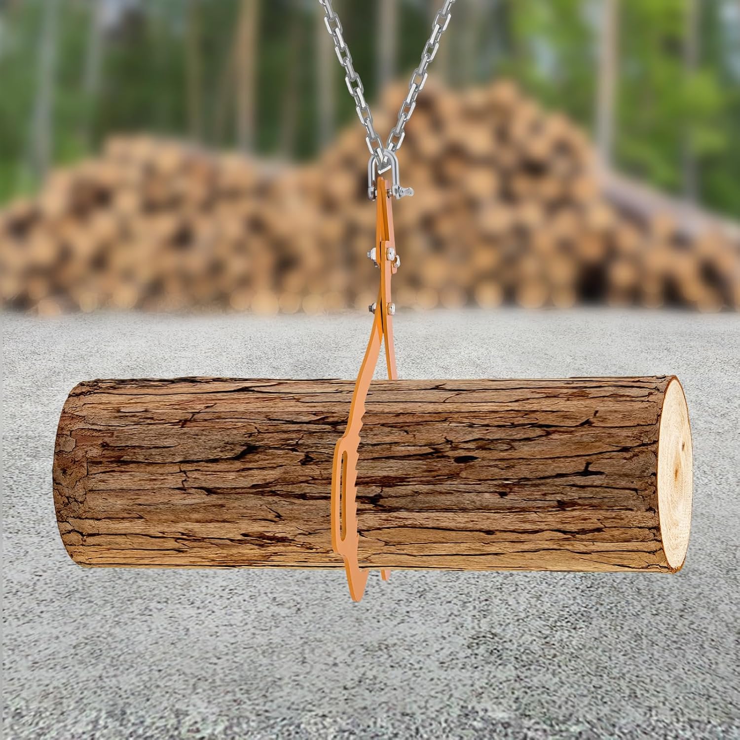 Log Lifting Tongs, 25inch 2 Claw Log Grapple Large Steel Timber Log Grapple Skidding Tongs Lumber Skidding Tongs Logging Grabber Lumber Skidding Tongs for Truck, ATV, Tractor and Skidder (Yellow-25in)
