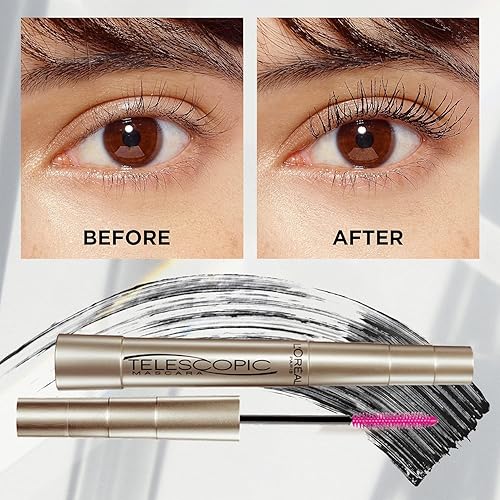 Miniatura 4 de L'Oréal Paris Maquillaje telescópico original alargamiento, máscara separadora de pestañas y maquillaje voluminoso Lash Paradise Mascara, volumen