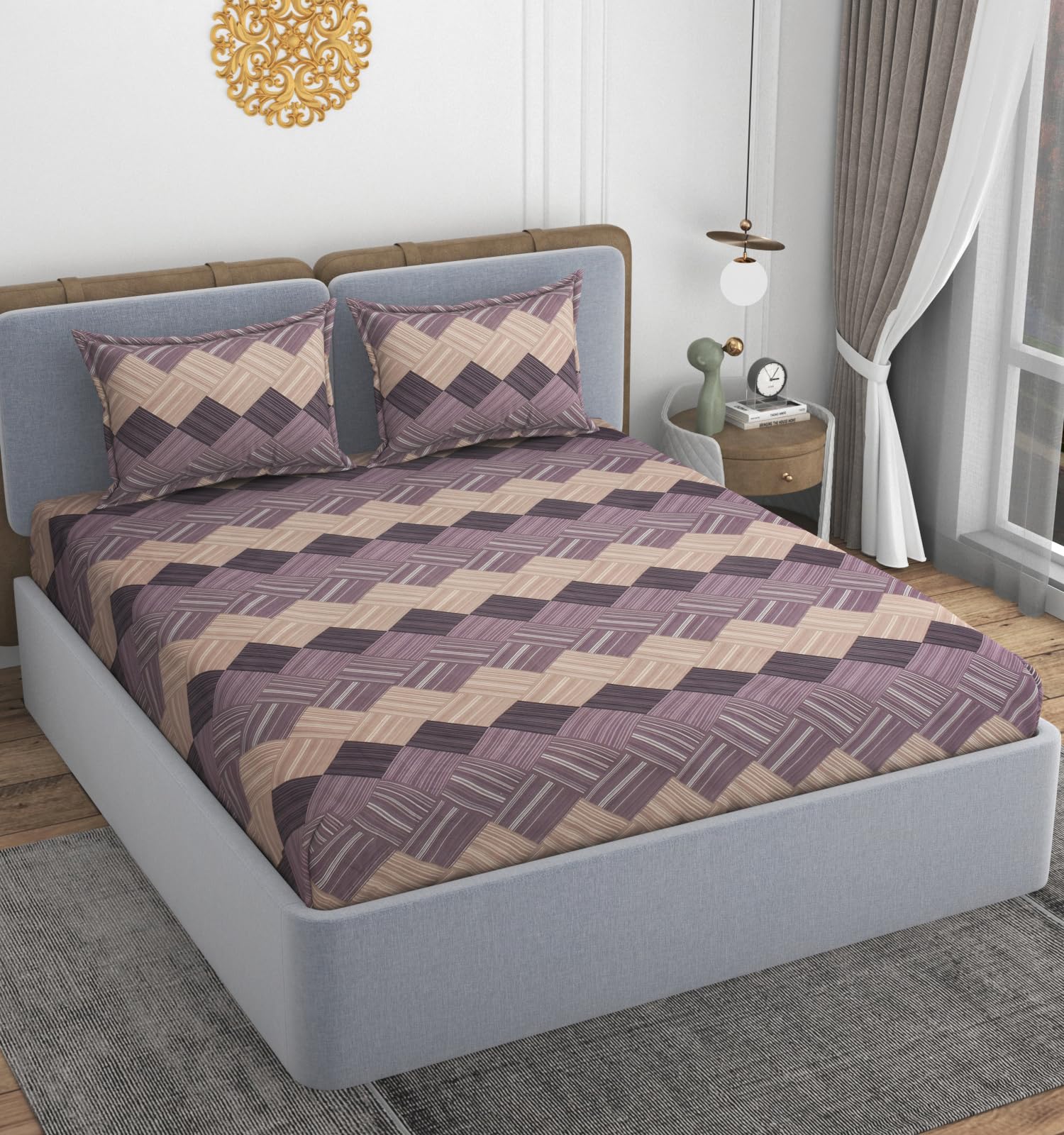 VOMZER Cotton Feel Premium Cotton King Size Bedsheet for Double Bed, Flat King Size 90 x 108 in, 228x274 cm | 2 Large Size 20 x 30 in Pillow Covers, Purple (B0D9MD7GBY) Amazon Price History, Amazon Price Tracker