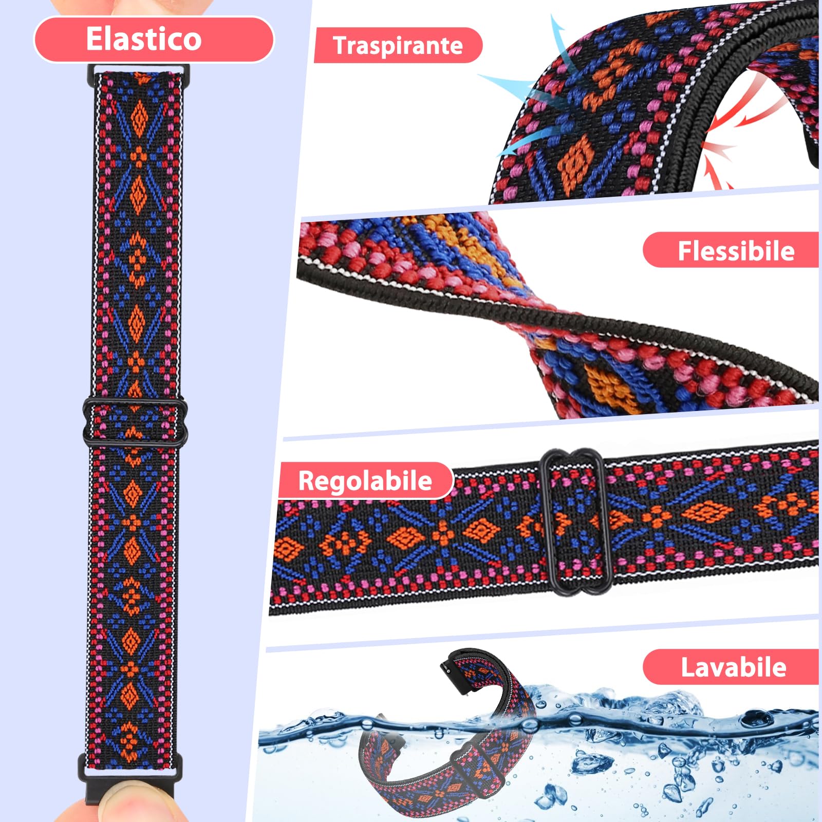 TumCez Regolabile Elastico Sgancio Rapido Cinturino Orologio in Nylon,18mm 19mm 20mm 22mm 24mm Cinturino per Samsung/Garmin/Fossil/Amazfit/Huawei Orologio per Uomo Donna