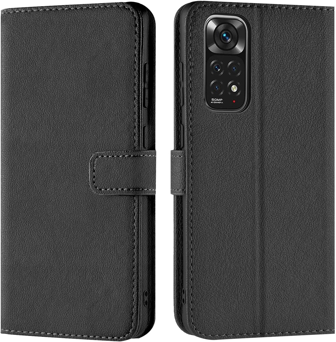 Custodia In Pelle Per Xiaomi Redmi Note 11/11S - Cover Con Supporto Flip, Colore Vino Rosso - Foto 10