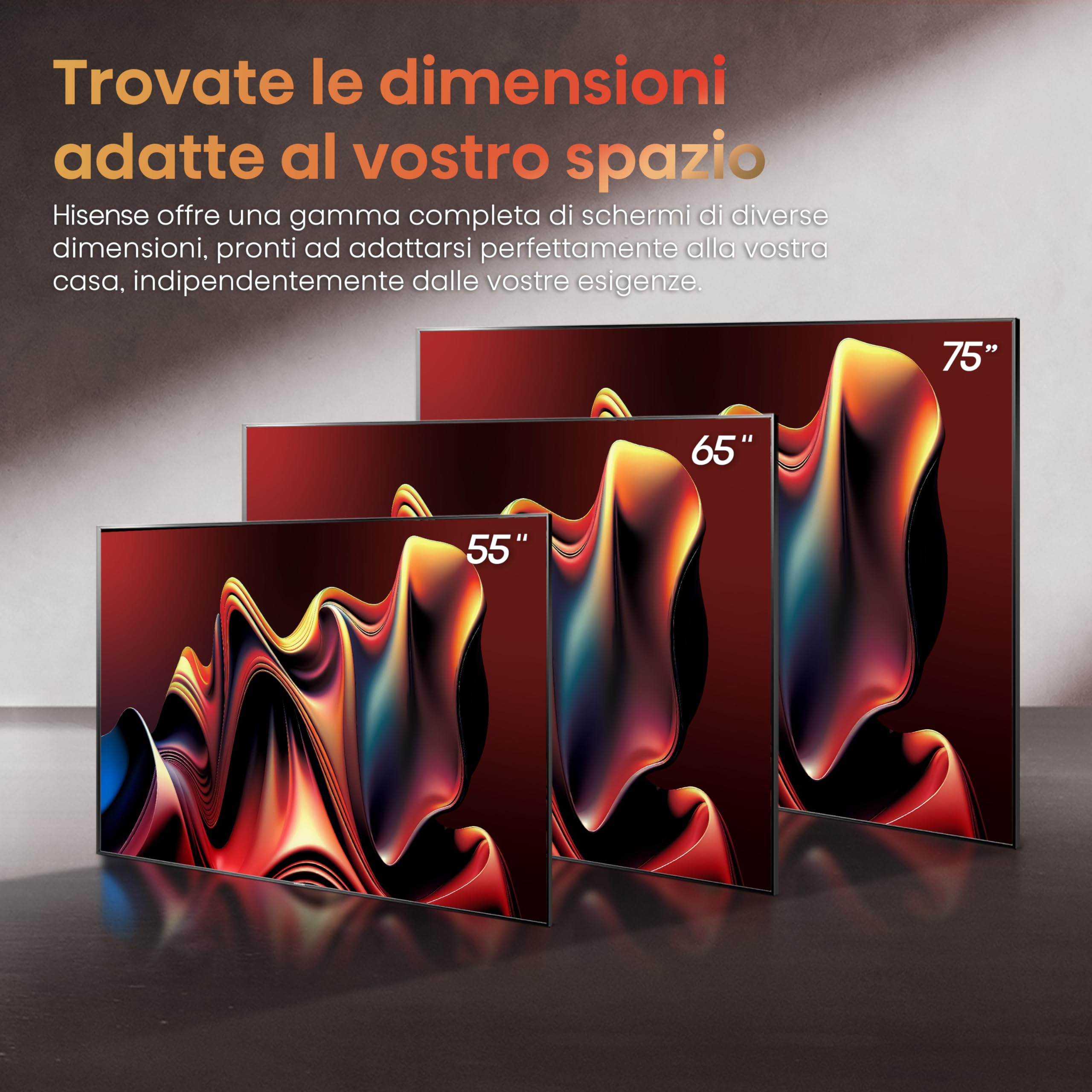 Hisense TV 55" Mini-LED 4K 55U72NQ, Smart TV VIDAA U7, Dolby Vision IQ, HDR 10+ Adaptive, 144Hz Game Mode PRO, Alexa Built-in, VIDAA Voice, Tuner DVB-T2/S2 HEVC 10, lativù 4K, 55'', 2024 U7 144Hz