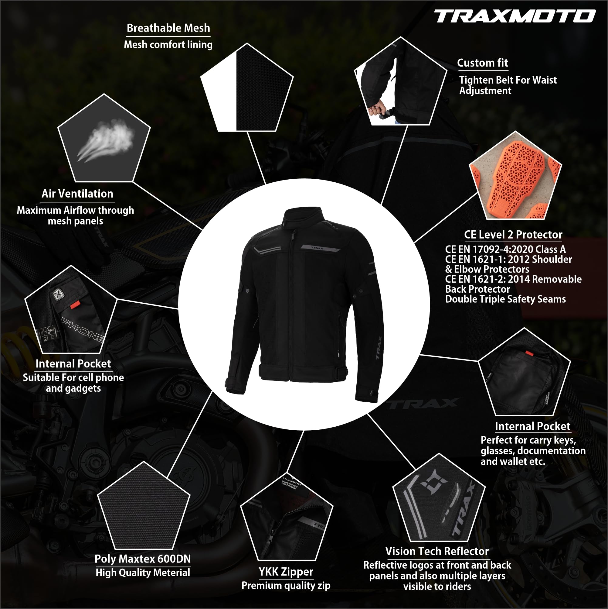 Airborne Sommer-Motorradjacke für Herren – Atmungsaktive Mesh-Schutzjacke mit Belüftung, CE-Protektoren (Level 2), leicht, luftdurchlässige Motorradbekleidung für Straße, Touren & Pendeln