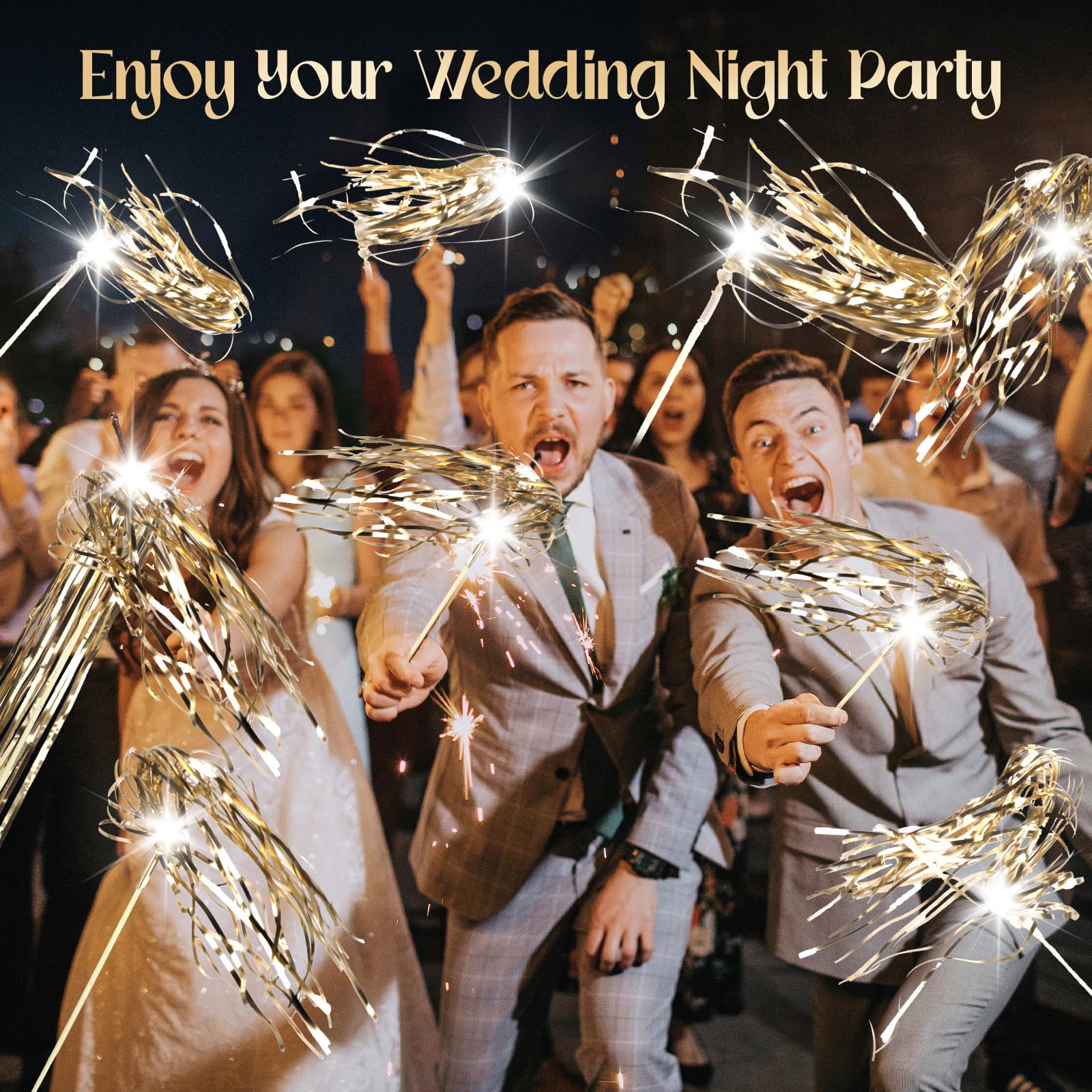 100 Stück Hochzeitsstäbe leuchten mit LED-Lametta, Hochzeitsschlangen für Hochzeit, Versand und Gruß, ideale Requisiten für Hochzeiten, Geburtstagsfeiern, Weihnachten, Cheerleading-Spiele