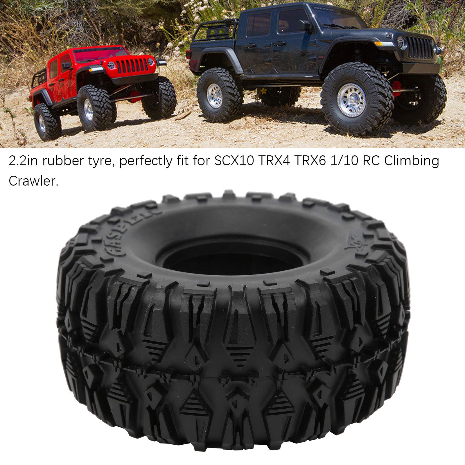 1/10 koła i opony RC, 4 szt. Czarna, trwała gumowa skóra na oponę PC, opony kół 2,2 cala, wymień na SCX10 TRX4 TRX6 1/10 RC Climbing Crawler Upgrade Part kompatybilny