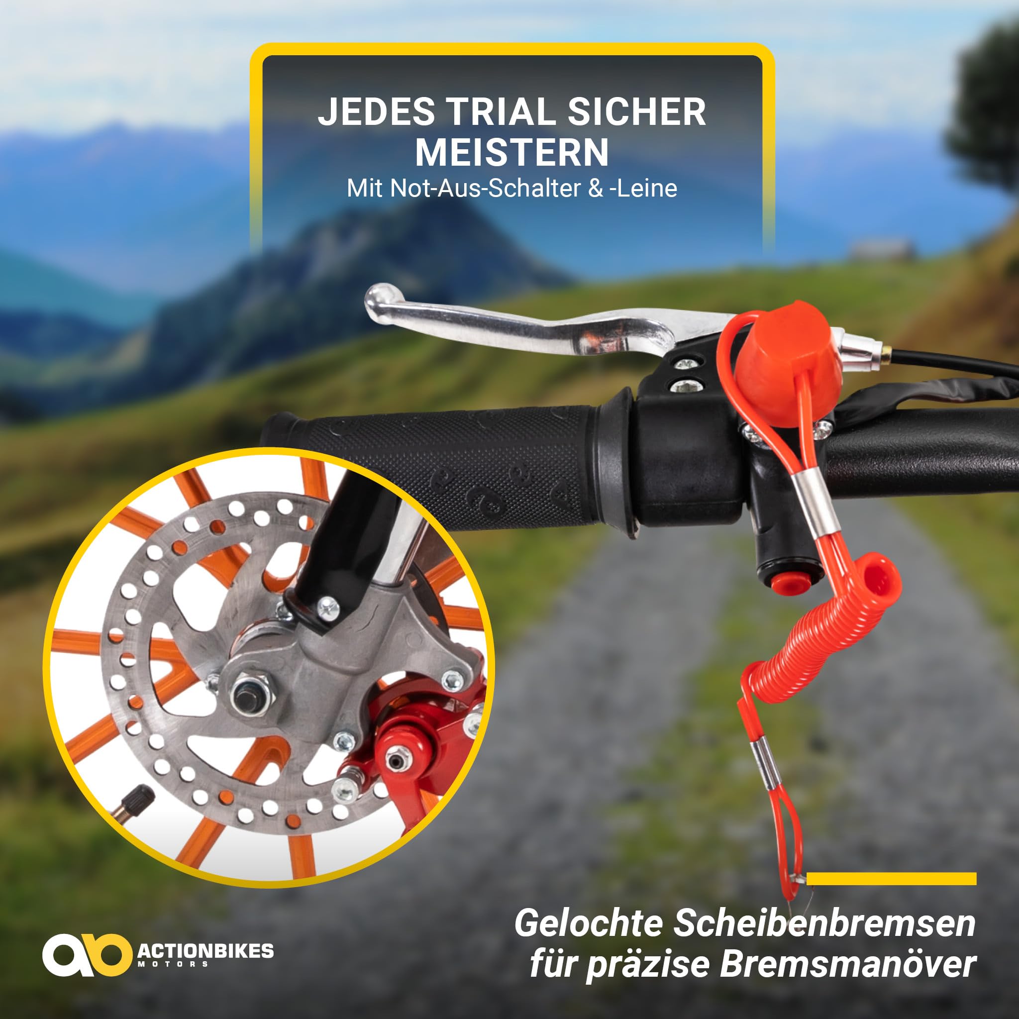 Actionbikes Motors Crossbike Delta 49 cc | 2-Takt 49ccm Motor bis 𝟒𝟎 km/h - Motorrad - Pocket Bike - Dirt Bike - Motocross - Pocketbike - Motorsport - Dirtbike - Enduro (Schwarz)