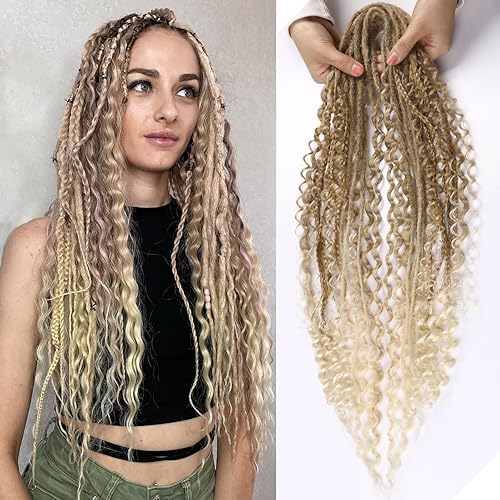 FANCEE Extensiones de rastas 3 en 1 mixtas DE juego completo de 20 hebras de extensiones de rastas suaves de doble extremo para mujer, 24 pulgadas
