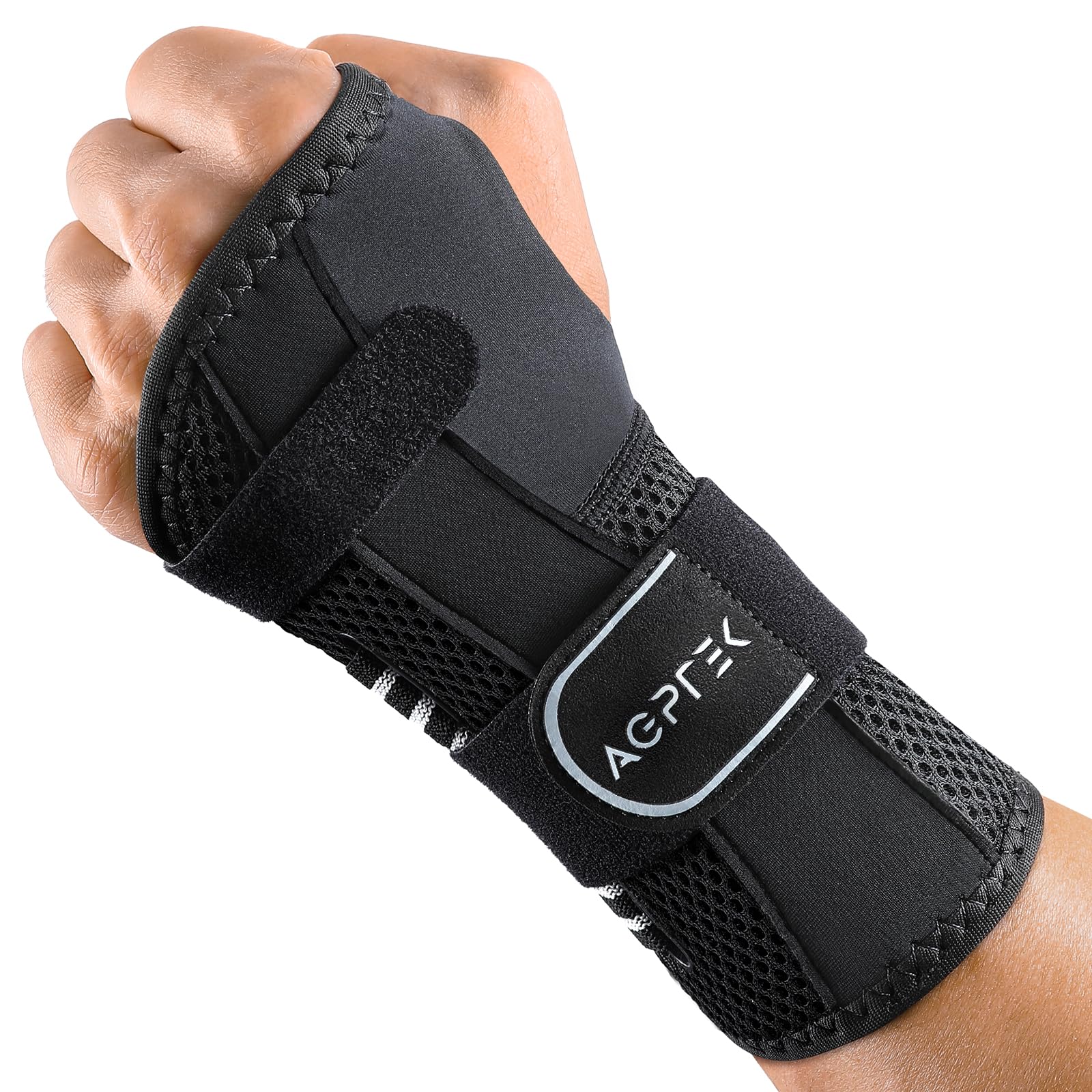 AGPTEK Tutore Polso Tunnel Carpale Nuovo – Fascia da Polso con Stecche di Supporto, Design a Strappo Facile da Indossare, Soluzione Conveniente per Dolore e Sostegno, Sinistro, L/XL