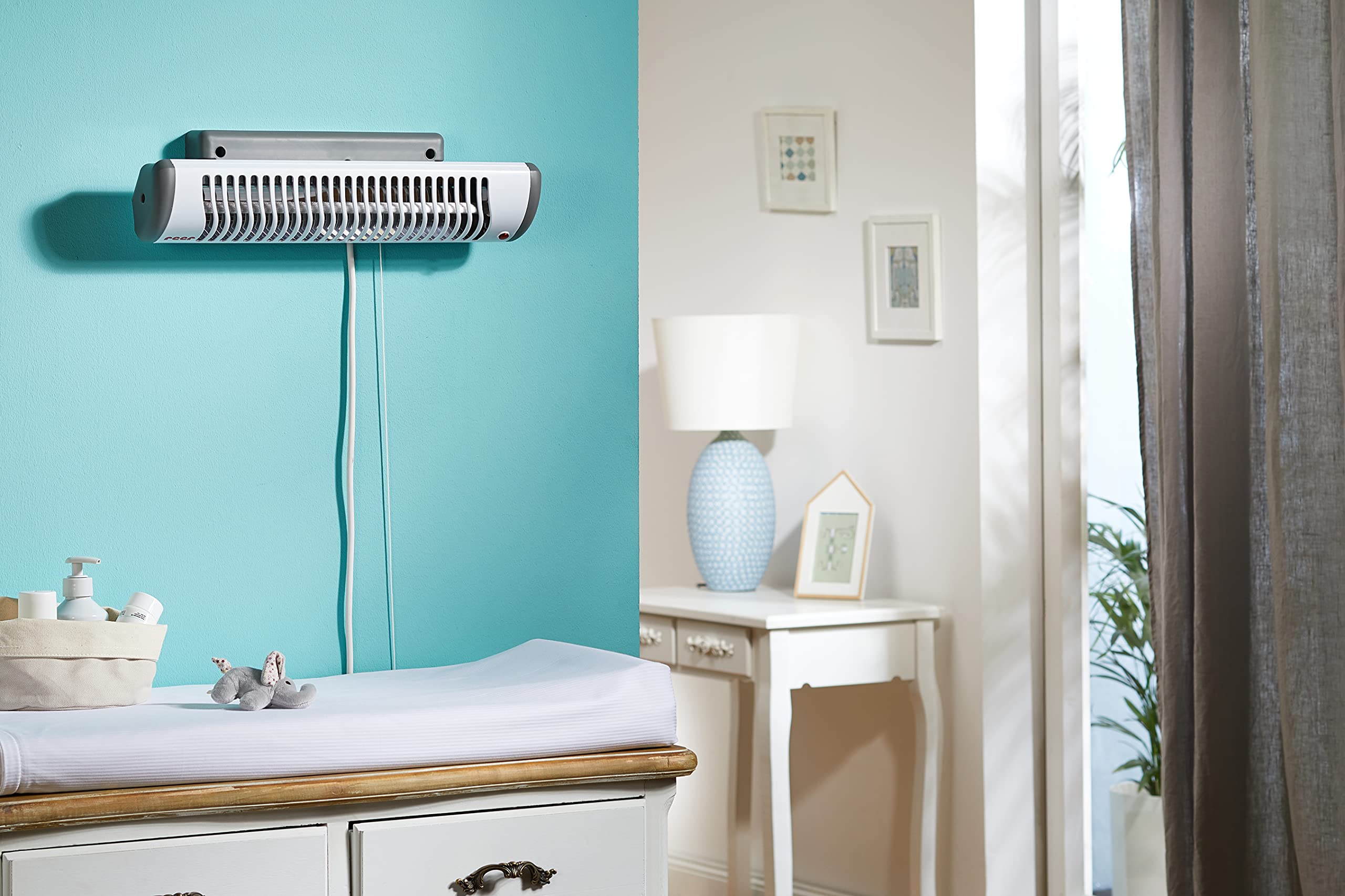 Reer EasyHeat - Lampada riscaldante da parete per bambini, design compatto