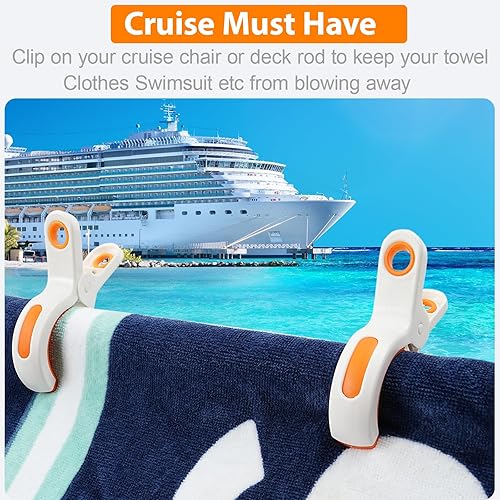 Miniatura 3 de Clips de toalla de playa para silla de playa, toallero para silla de playa, silla de piscina en crucero, clips de plástico fuertes para silla de