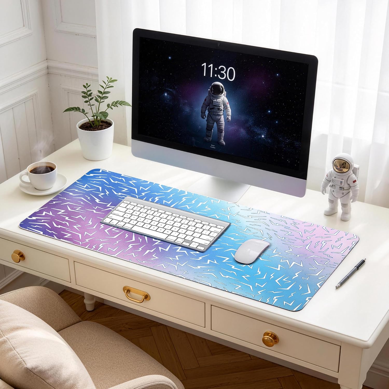 Large Padded Desk Mat, Waterproof PU Leather, Ombre Gradient