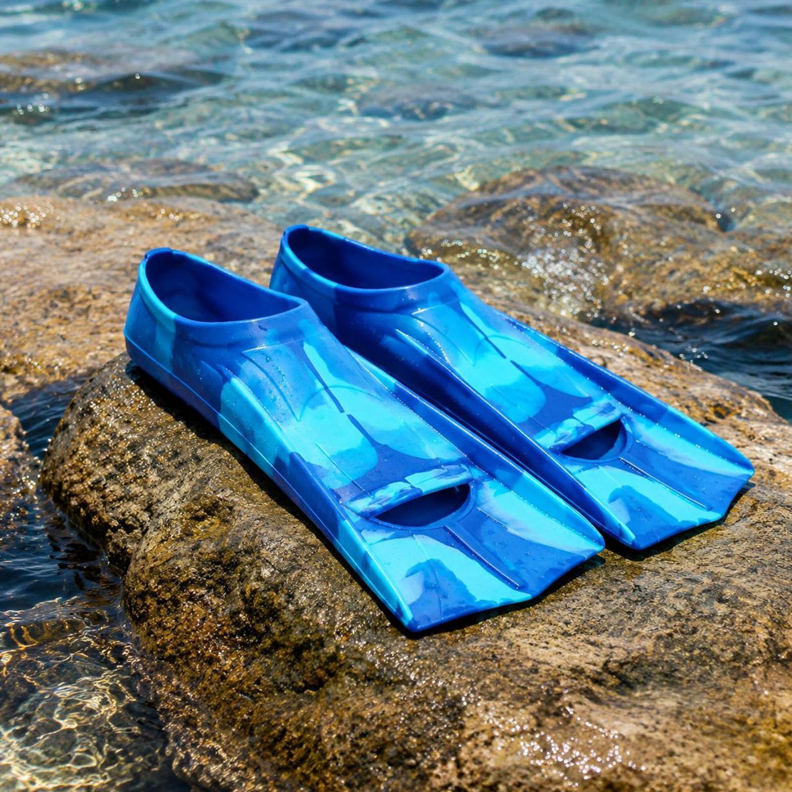 Pratica snorkeling in piscina con pinne