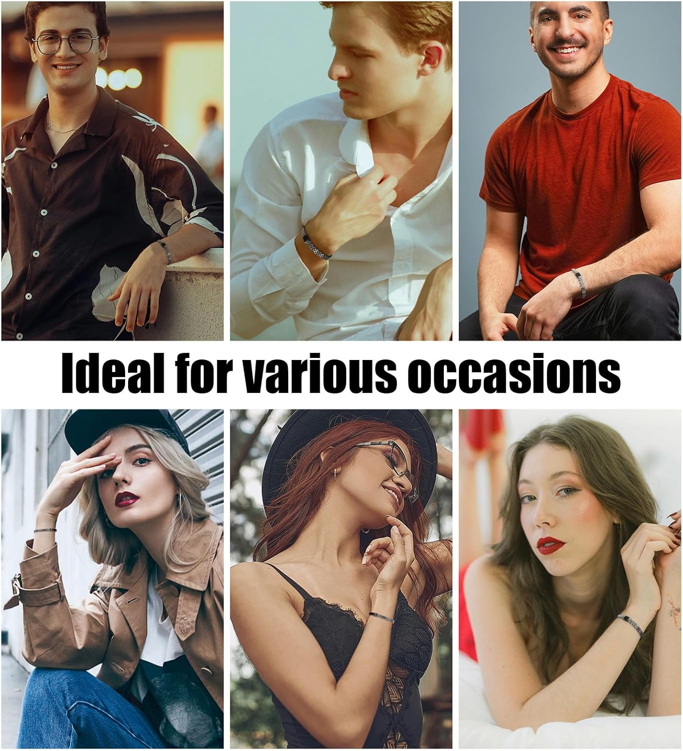 Bracelets for Men&Women,Stainless Steel Puzzle Square Link Bracelet,Birthday Annivesary Chrismas Valentines Jewelry Gift for Friends Son, Casual Trendy Mens Bracelets Cool Adjustable - Image 8