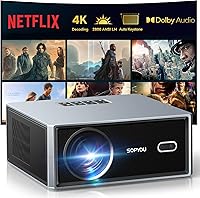 Vista 9 de [Enfoque eléctrico/Keystone automático] Proyector con WiFi y Bluetooth, soporte nativo 1080P 4K para proyectores de cine al aire libre con pantalla