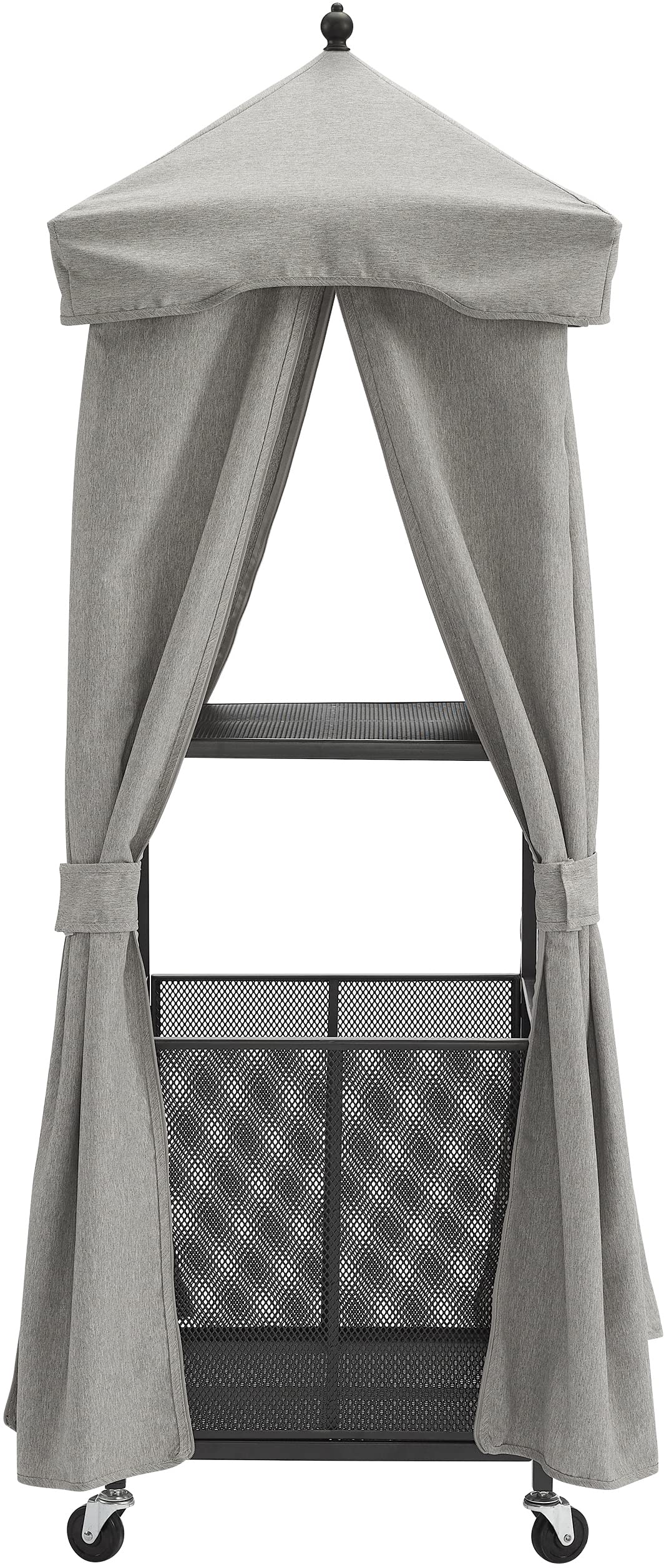 Crosley Furniture Grady Towel Valet Caddy, Covered Rolling Outdoor Storage for Pool and Hot Tub, Gray/Matte Black