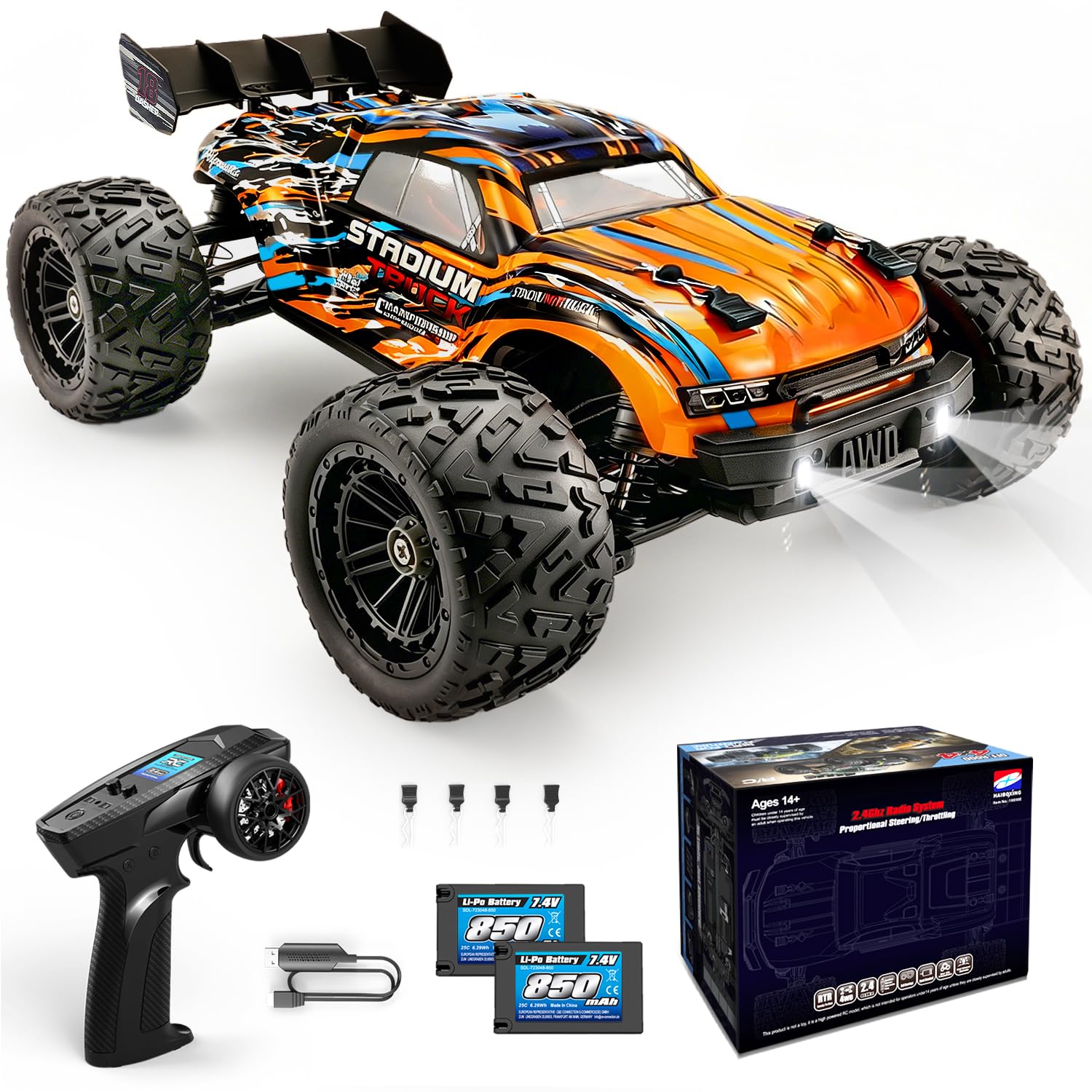 HAIBOXING Ferngesteuertes Auto 4WD RC Auto 1/18 36 km/h Offroad Ferngesteuert Buggy 2.4Ghz All Terrain Rennauto Ferngesteuert RC Buggy,Ferngesteuert Monstertruck für Kinder und Erwachsene18858E