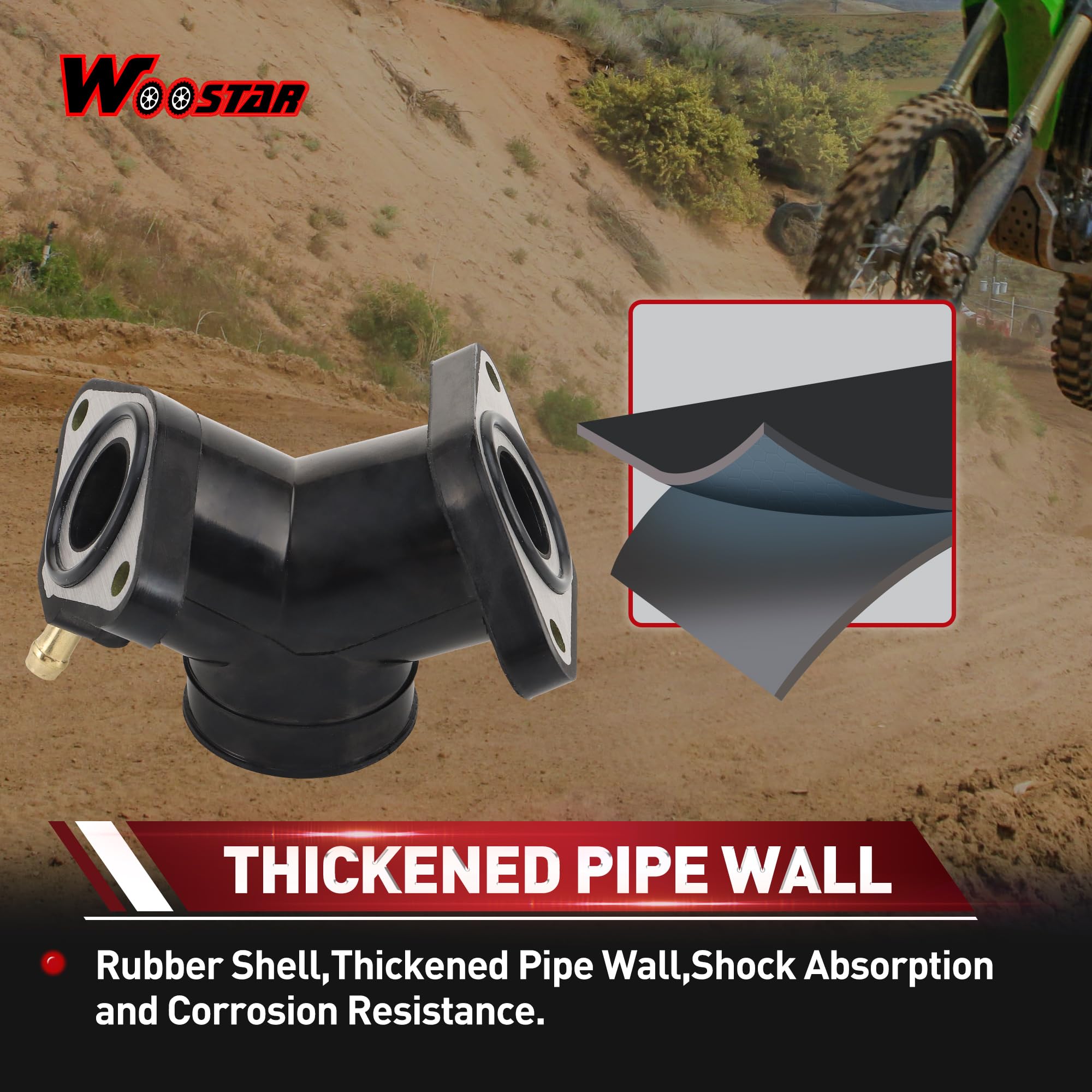 WOOSTAR Carburador Tubo Colector de Admisión Reemplazo para XV 125 Virago XV 240 V Star 250 Motocicleta OEM #2UJ-13586-00 OEM #4RF-13586-00 OEM #4RF-13586-01