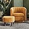 LINSY Swivel Accent Chair with Ottoman: Small Velvet Barrel Chair 360 Swivel Modern Armchair, Upholstered Reading Chair with
