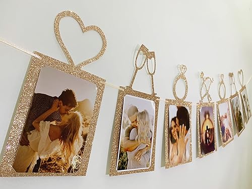 Miniatura 2 de Concico Cartel de fotos para despedida de solterabodacompromisoaniversario fiesta kit suministros decoración (oro rosa)