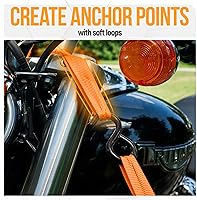 Vista 8 de FORTEM Correas de trinquete, juego de correas de amarre con resistencia de rotura de 1650 lb, paquete de 4 de 15 ft x 1 in, 4 bucles suaves, correas