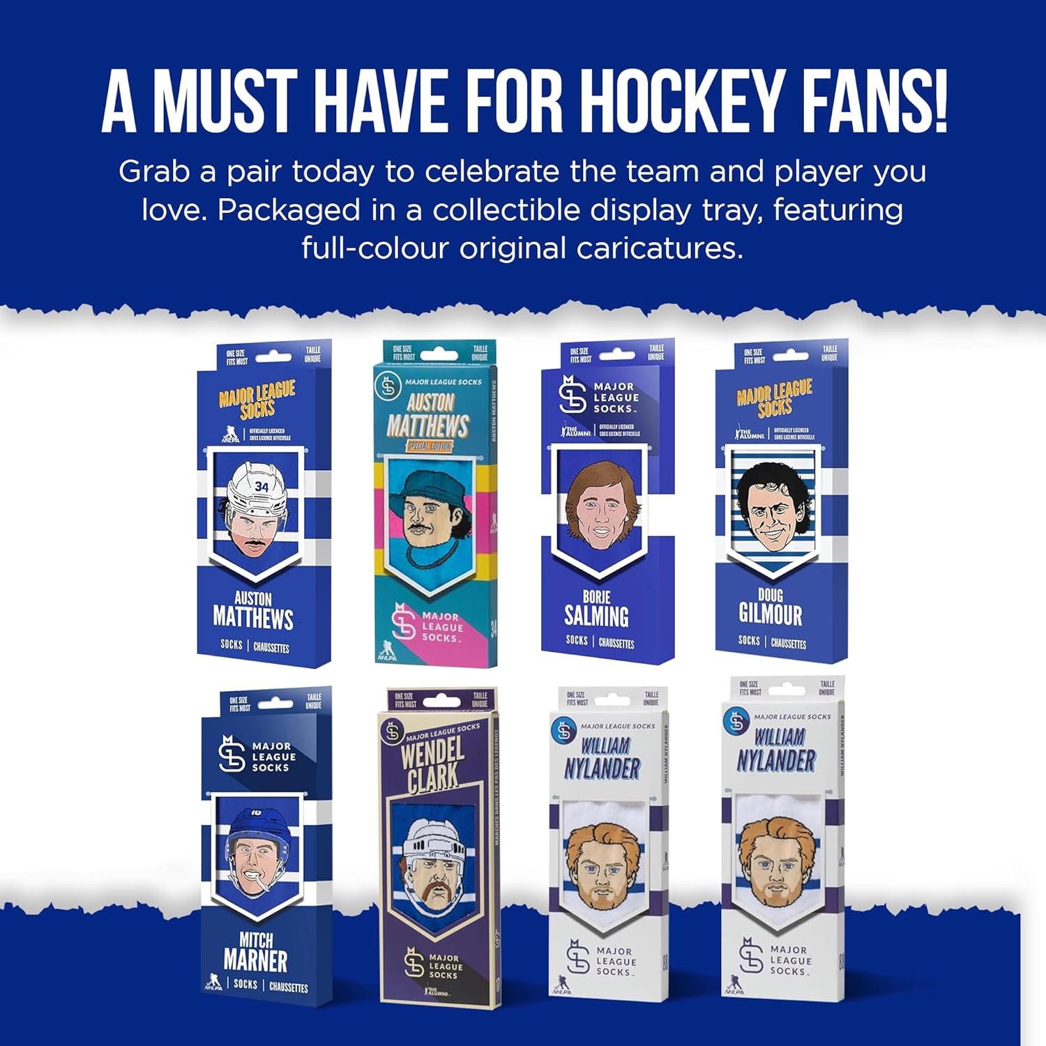 Major League Socks - NHL TORONTO MAPLE LEAFS Hockey Socks Adult Size, Ice Hockey Socks for Men and Women - Size 7-13 - Image 2