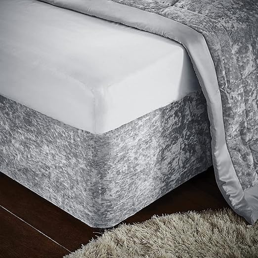 Extra Deep Base Wrap Valance Fitted Sheet Bed Skirt Crushed Velvet