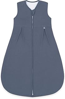 emma & noah Baby Schlafsack 1.0 TOG, Ganzjahres Schlafsack für den Frühling, Sommer und Herbst, 100% Bio-Baumwolle, OEKO-TEX Zertifiziert, Strampelsack für Neugeborene (Essential Blau, 60 cm)