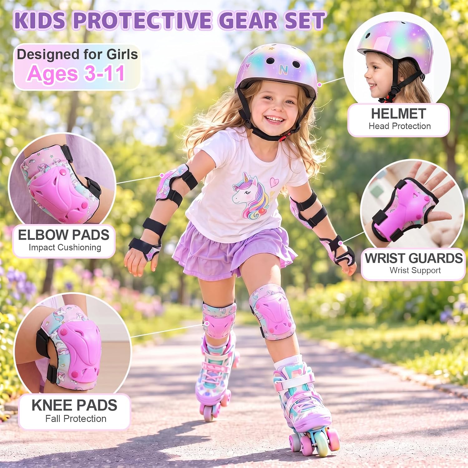 Unicorn Catcher Kids Helmet and Knee Pads Set, Adjustable for Girls review 3 Unicorn Catcher Kids Helmet and Knee Pads Set, Adjustable for Girls