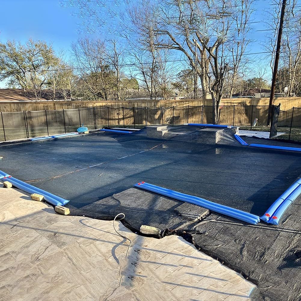 Lot de 4 sacs de drainage doubles pour sécuriser les couvertures de piscine en retenant l'eau et le sable, conçus pour l'hiver et la prévention des débris