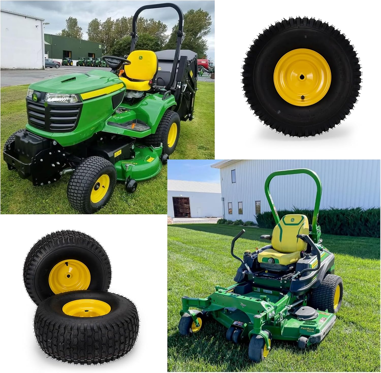 20x8.00-8 Lawn Mower Tire and Wheel (2 Pack), 4 Ply Tubeless Riding Mower Tires with Rim, 3/4" Bore, 3.5" Offset Hub, 3/16" Keyway, Rear Wheel Replacement for Lawn Tractor