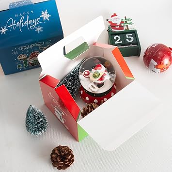 CHARMGIFTBOX 24 Pack Large Cookie Boxes Gift Boxes for Christmas, 6x6x5inches 3D Party Favor Boxes, Xmas Small Candy House Style Goodies Treat Bags