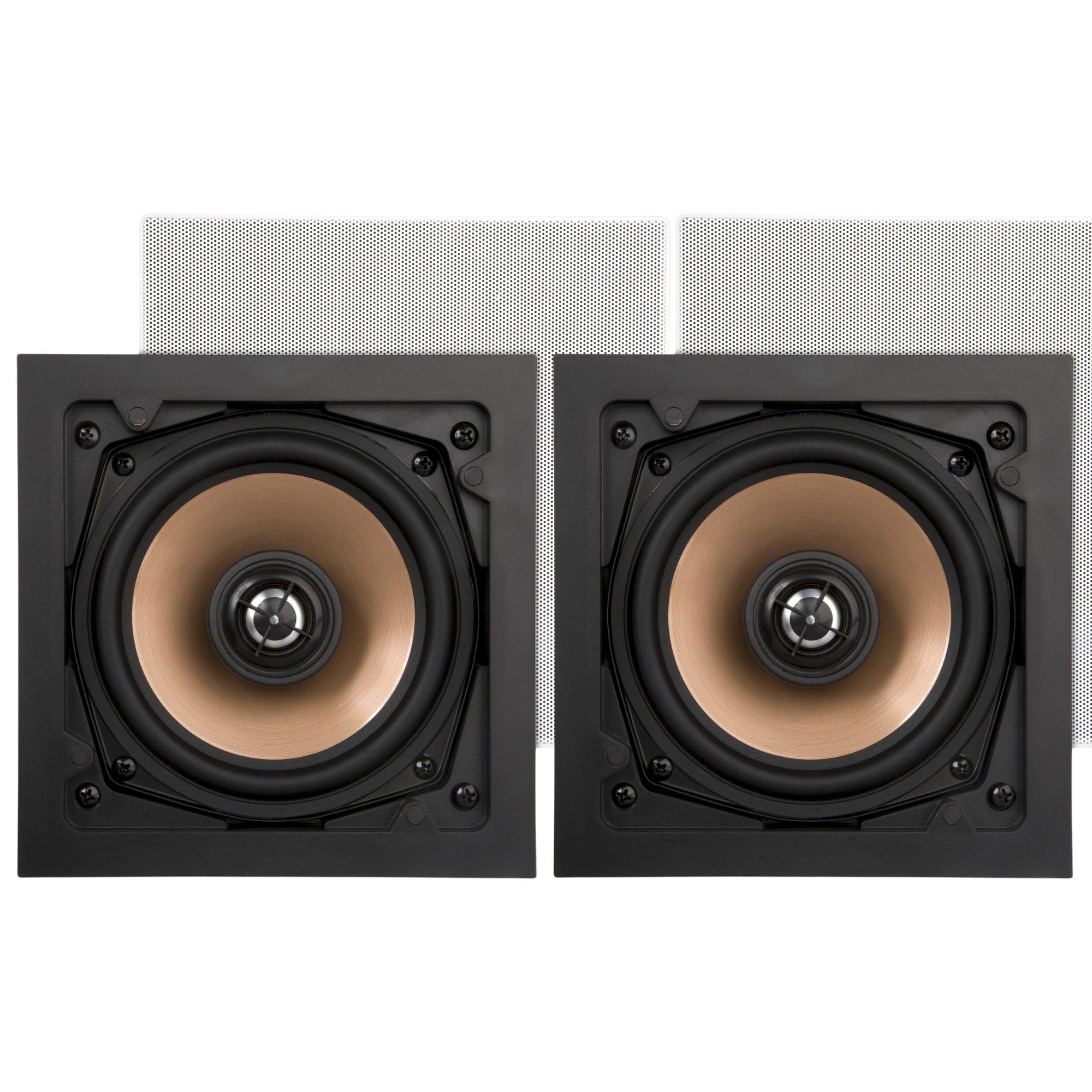 Artsound HPSQ525 Enceintes murales/Plafond 5,25 Pouces, 10-100 Watt, pour Maison, Salle de Bain, Cuisine, Bureau, HiFi, avec Tweeter pivotant, cône en Aluminium, gabarit de découpe pour Une